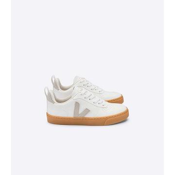 White/Beige Kids' Veja V-10 CWL Sneakers | AU 837ILH